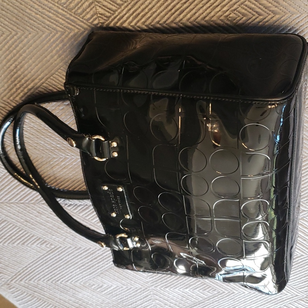 kate spade large embossed black patent leather tote for women - Picture 3 of 12
